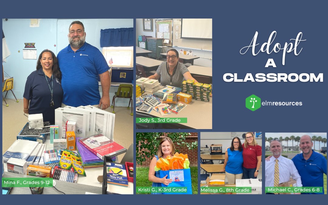 elmresources's tweet photo. Shout-out to all teachers!  Earlier this month, ELM had the opportunity to support several teachers through our employee network.  These teachers work so hard to make a difference in their students’ lives. On behalf of ELM, we appreciate all that you do! #teachers https://t.co/bvD3MzCp16