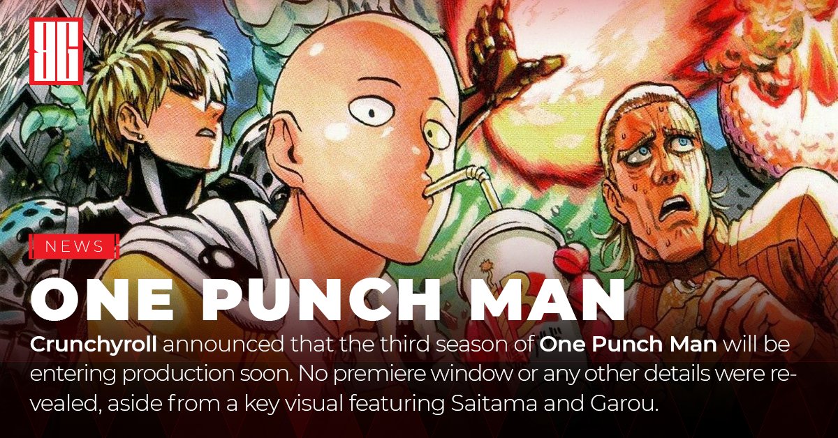 bgeekeu's tweet photo. 🥊 Season 3 hitting production almost three years after the conclusion of Season 2. Our bodies are ready! 

#onepunchman #Saitama #Crunchyroll #anime #otaku #weeb #bweeb #Japan #one https://t.co/ZypV0AcxjP