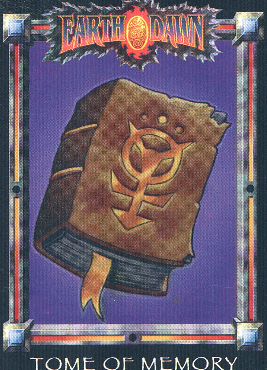 Ranaroth2's tweet photo. Dave Martin. Tome of Memory. Card from Earthdawn: Barsaive, FASA, 1993. #DaveMartin #roleplaying #Earthdawn #Barsaive #FASA #tome #memory #book https://t.co/Ms7G3xx1ZD