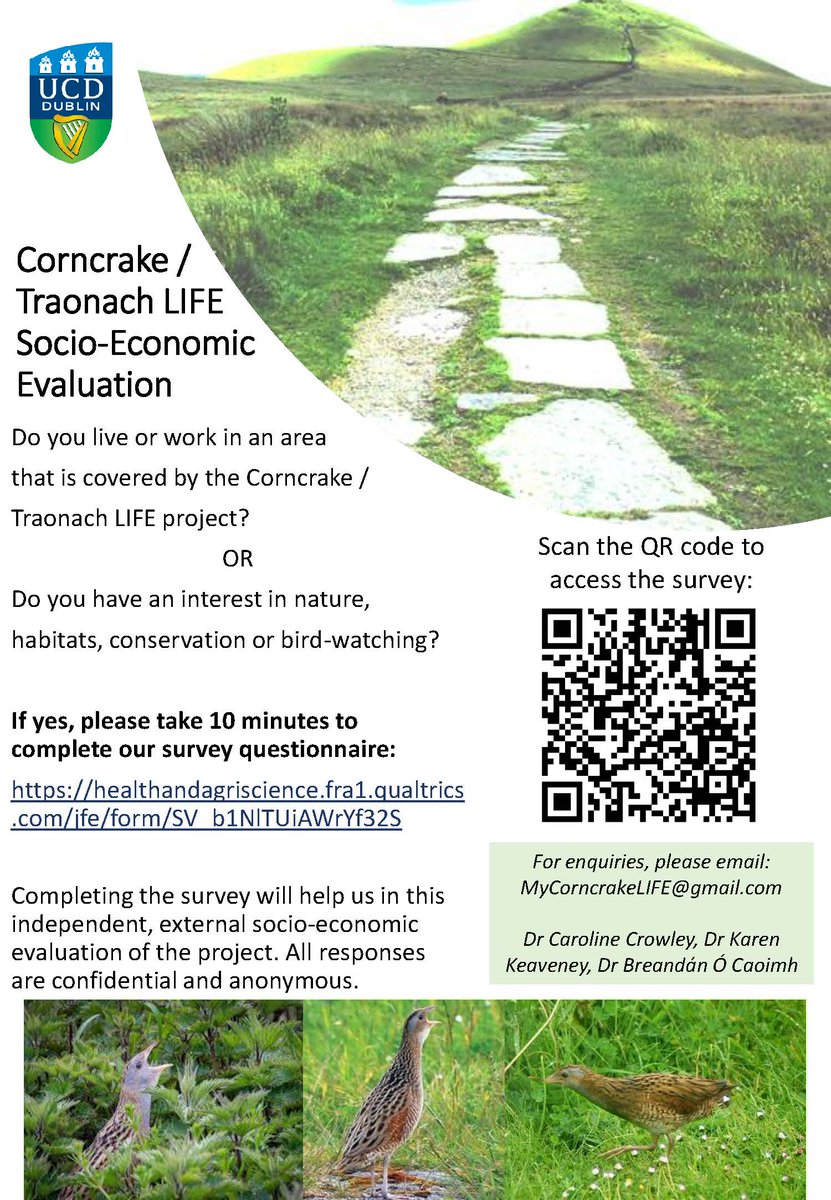 Karen Keaveney (@karenkeaveney) on Twitter photo For those with an interest in corncrakes, please complete our survey today!
…althandagriscience.fra1.qualtrics.com/jfe/form/SV_b1…
<a href="/CorncrakeLife/">Corncrake/Traonach LIFE</a> <a href="/ucdagfood/">UCD School Ag & Food</a> <a href="/UCD_AgExtension/">UCD Agricultural Extension</a> <a href="/UCD_Ag_Soc/">UCD Agricultural Science Society</a> For those with an interest in corncrakes, please complete our survey today!
…althandagriscience.fra1.qualtrics.com/jfe/form/SV_b1…
<a href="/CorncrakeLife/">Corncrake/Traonach LIFE</a> <a href="/ucdagfood/">UCD School Ag & Food</a> <a href="/UCD_AgExtension/">UCD Agricultural Extension</a> <a href="/UCD_Ag_Soc/">UCD Agricultural Science Society</a>