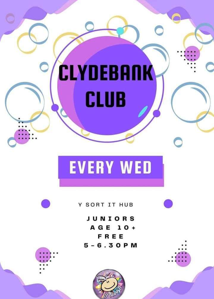 #clydebankyouthclub is on tonight 5 -6.30 for ages 10+ doesn't matter ifcits your first time or first time in a while it will be great to see you and remember all our clubs are FREE 
@Lachlanysortit @KilbowieE @StEunan @StStephensPS1 @ysortit @WDCouncil