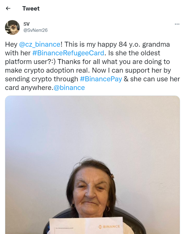 John P. Jeffrey (@johnpjeffrey1) on Twitter photo The <a href="/binance/">Binance</a> story of an 84 year old grandma who began her #crypto journey has inspired me. Usually, I am a man of few words, but the spark it has created within me cannot be put out. It reminds me of Plato, the great, using his cave analogy to explain the root of true knowledge. The <a href="/binance/">Binance</a> story of an 84 year old grandma who began her #crypto journey has inspired me. Usually, I am a man of few words, but the spark it has created within me cannot be put out. It reminds me of Plato, the great, using his cave analogy to explain the root of true knowledge.