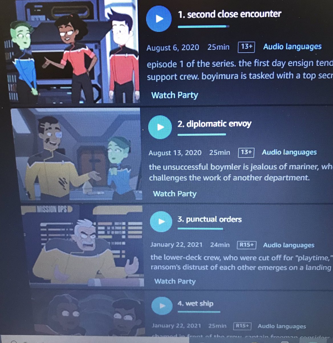 Pslatt's tweet photo. #StarTrekLowerDecks is back. Here are some English translations of the episode titles from Amazon Japan. Do other countries have alternate episode names? #cerritosisdeadly #wetship #cerritos https://t.co/13YpkDsz3Z