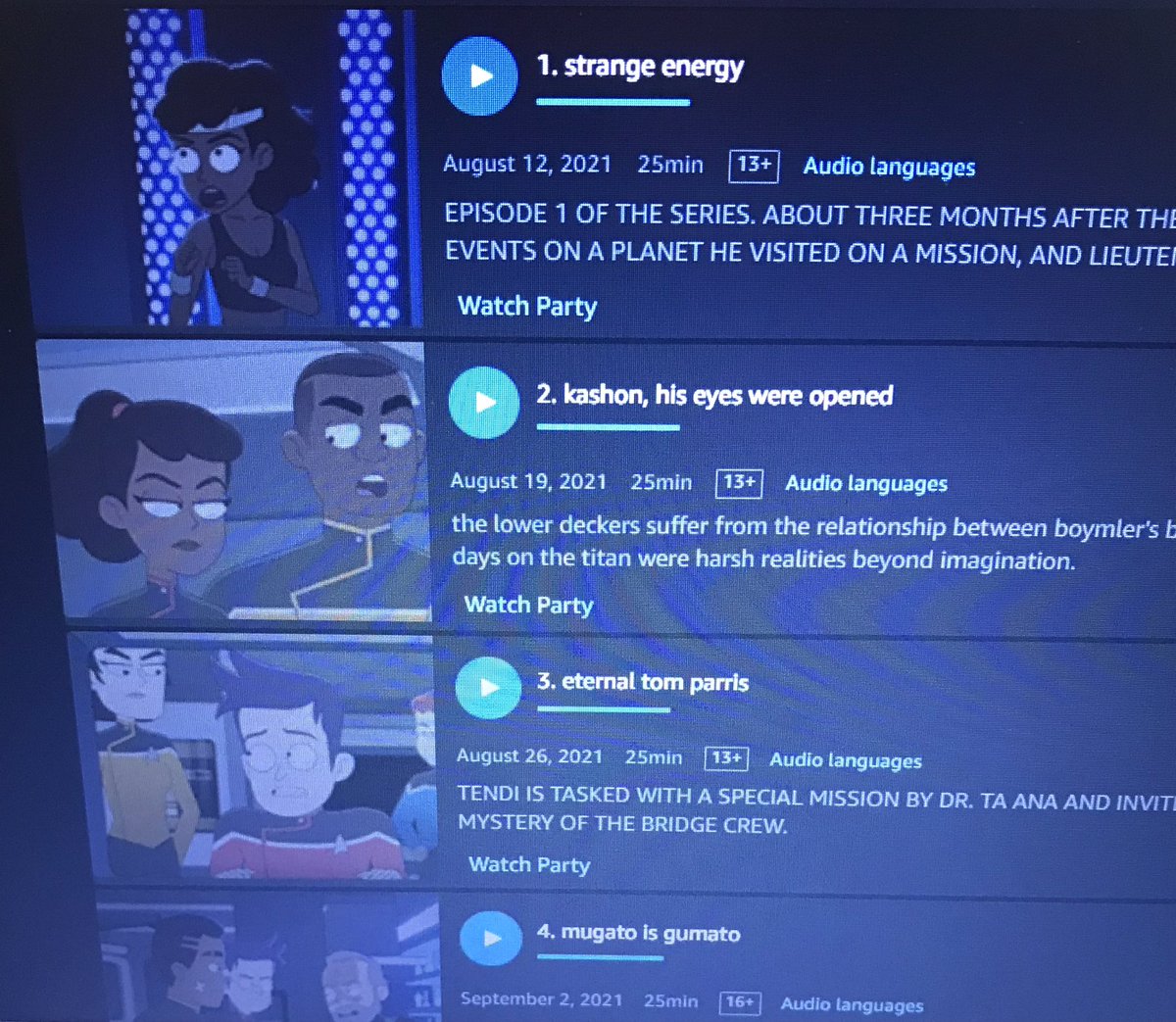 Pslatt's tweet photo. #StarTrekLowerDecks is back. Here are some English translations of the episode titles from Amazon Japan. Do other countries have alternate episode names? #cerritosisdeadly #wetship #cerritos https://t.co/13YpkDsz3Z