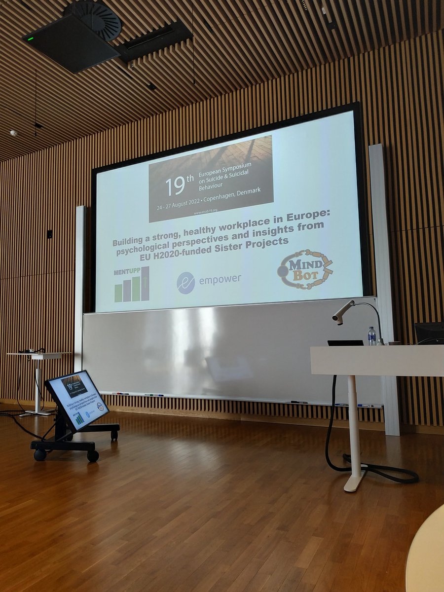 📍Today, at #ESSSB19, MindBot project participated in the symposium about #Healthyworkplace together with the #sisterprojects @eu_mentupp and @EmpowerPlatform.
⭐Many interesting perspectives on #mentalhealth were shared!⭐