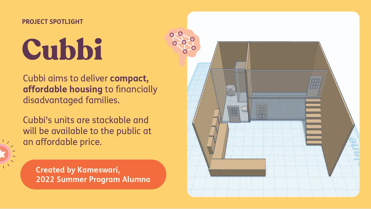 htmelleinc's tweet image. htmelle Project Spotlight 🔦🔦🔦

Cubbi by Kameswari, 2022 Summer Program Alumna

Cubbi aims to deliver compact, affordable housing to financially disadvantaged families. Cubbi&apos;s units are stackable &amp;amp; will be available to the public at an affordable price.

🏡🏡🏡 

@SFHSLancers