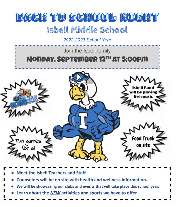 IsbellCondors's tweet photo. You won't want to miss our Back to School Night! #CondorsCan #WeAreSPUSD #SomosSPUSD https://t.co/osLYskqiN9