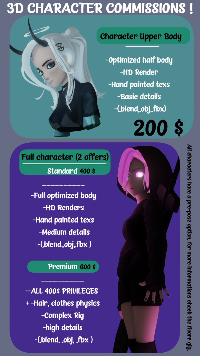 Ghalux's tweet photo. 3D commissions open !,
Featuring remakes of characters by @ZeronisART and #rainimator ! Start here : https://t.co/YZmU4Qw2Ko
#commissionsopen #charactermaking #charactermodeling https://t.co/9fB134bq9P