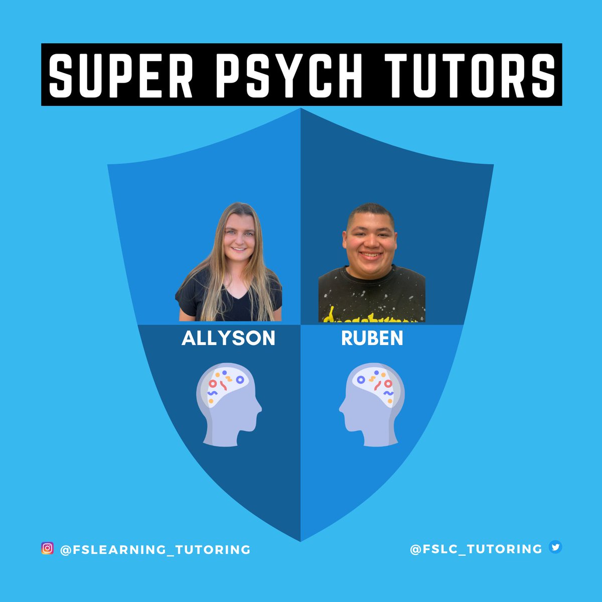Welcome the new super team of Psychology tutors: Allyson and Ruben. Psych students, we hope to see you in tutoring at the Learning Center.