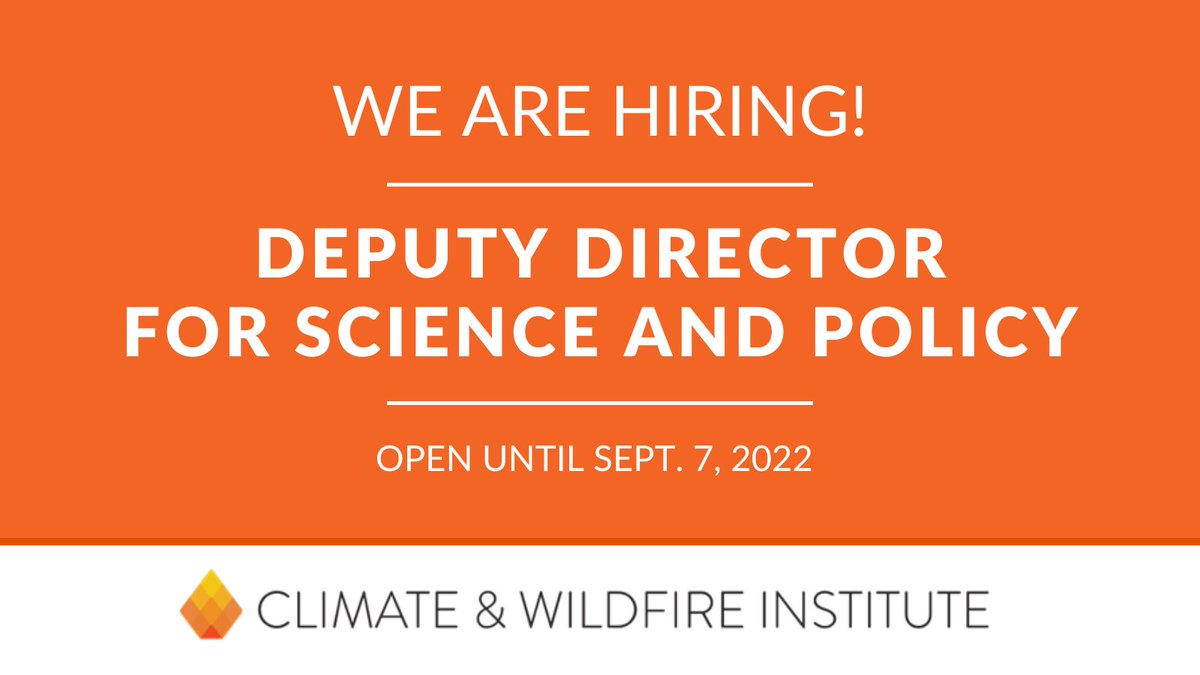Excited to be starting a new position with the Climate and Wildfire Institute. Equally excited to be recruiting for my counterpart: linkedin.com/feed/update/ur… Please share broadly!