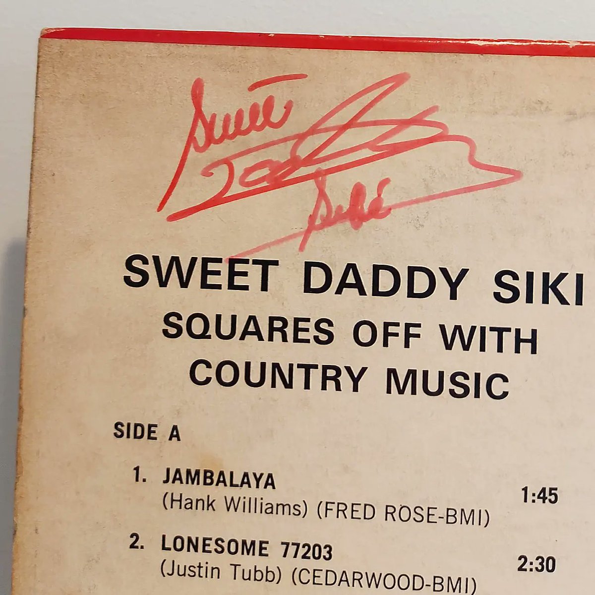 here's a fun little piece of Canadiana that just came in. Legendary Torontonian Pro Wrestler/Country Singer/ Fashion Icon,  Sweet Daddy Siki's 1972 cult classic album Sweet Daddy Siki Squares Off with Country Music. and it's SIGNED to-boot! out in the bins now!
