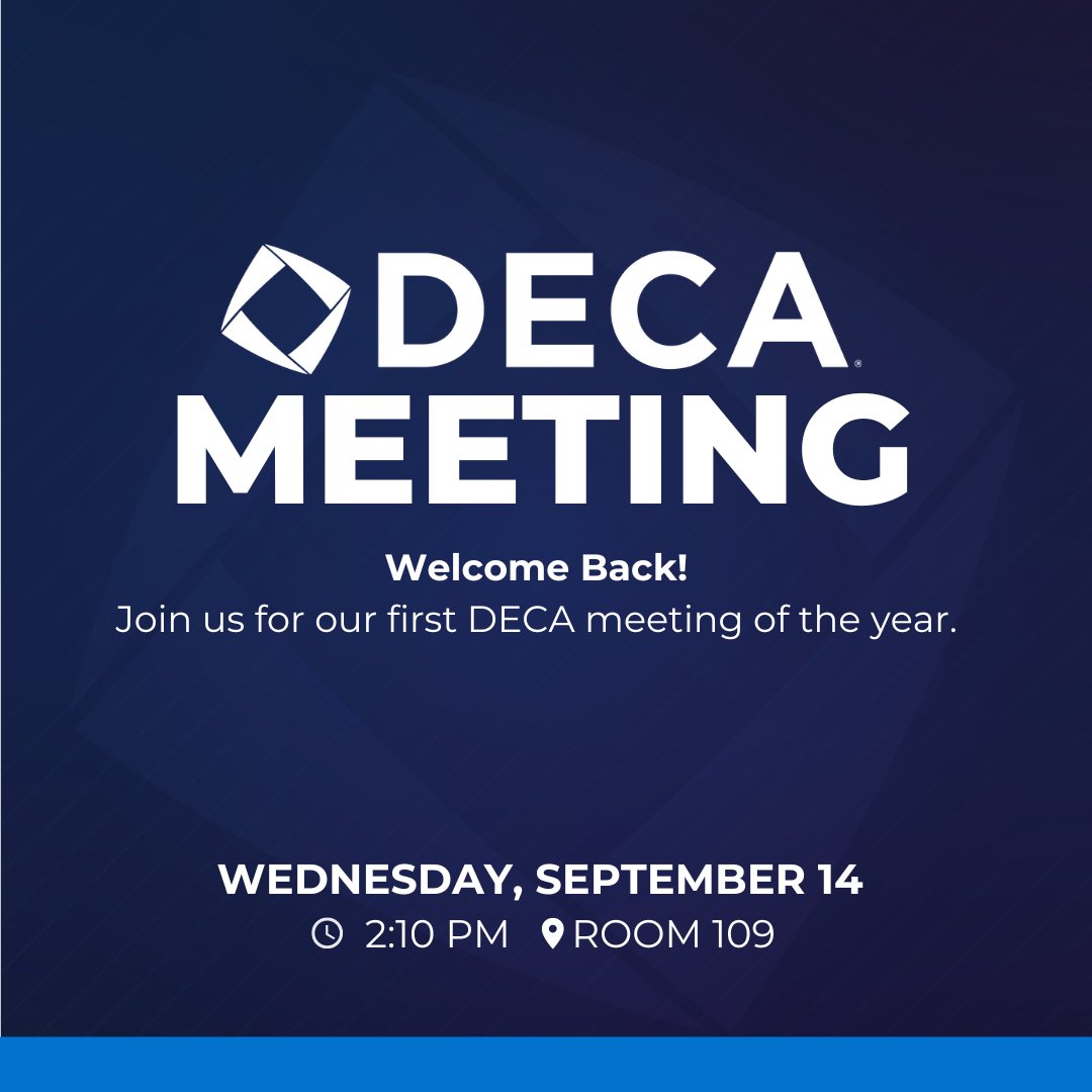 Hello NTH@C DECA, join us for our first meeting of the year in just a few weeks! Show off your business and presentation skills you've learned at <a href="/NewTechCoppell/">New Tech High @ Coppell</a> and #nthcinspire the business world.