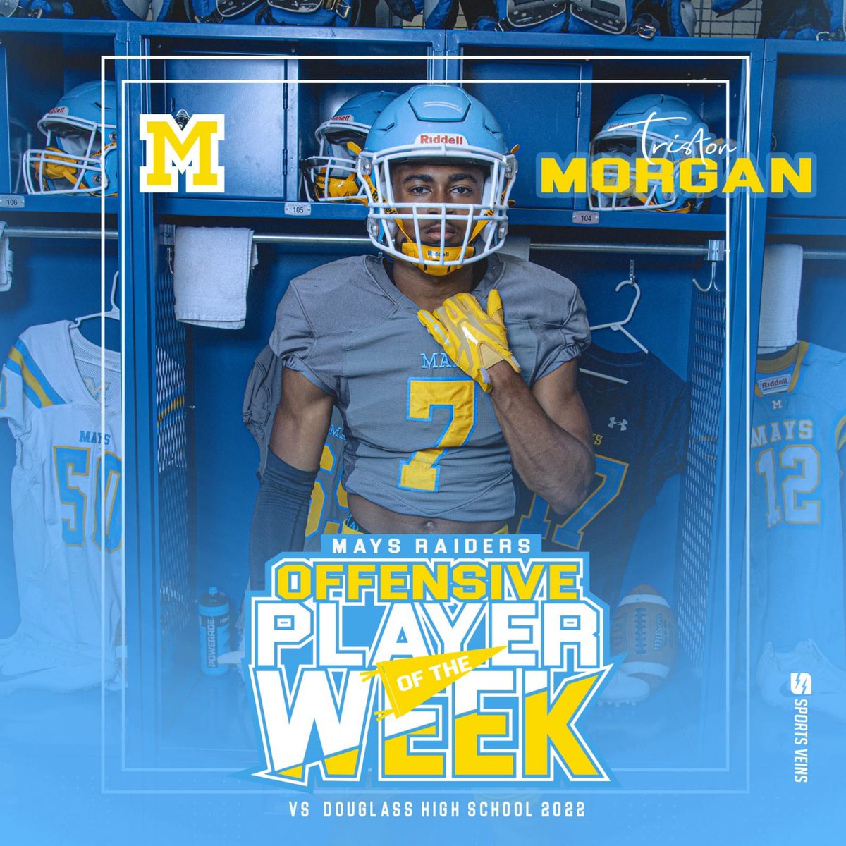 TristonMorgan7's tweet photo. Very thankful to be named offensive player of the week‼️ #maysride💙💛  @sportsveinsusa @coachtslaton12 @DrWilkinsBEMHS @DrVaughan3 https://t.co/pbElASEmvh