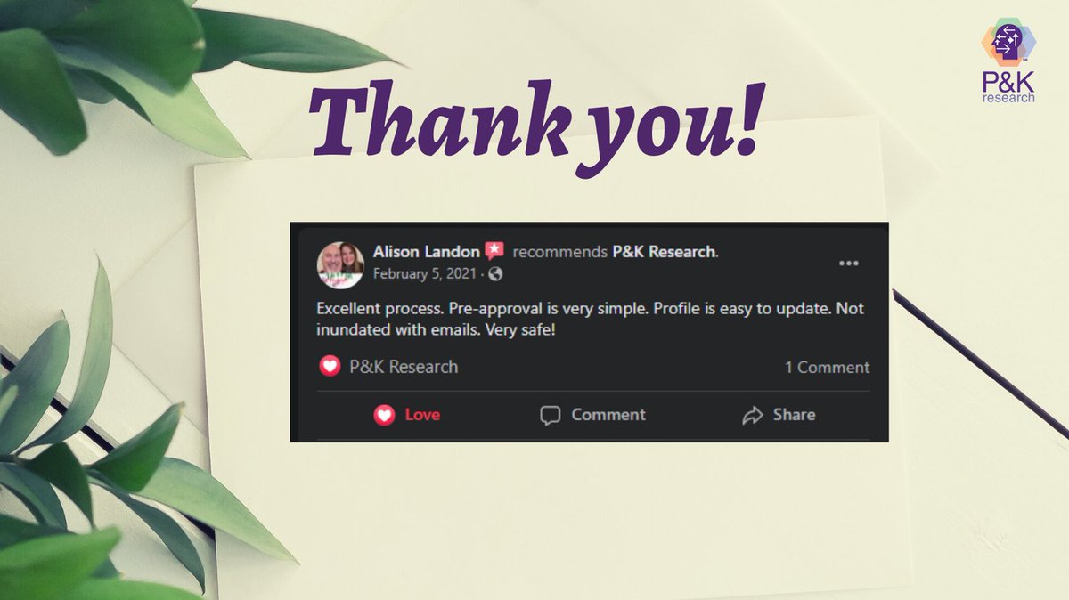 PKresearch's tweet photo. We appreciate all of our testers who take time out of their days to give us a positive review 🙂
#marketresearch #pkresearch #paidsurveys #getpaidforyouropinion #focusgroups #cashforopinion #foodreview #consumerreview #fastcash #paidopinion #consumerreview #marketingresearch https://t.co/tzbFujsGev