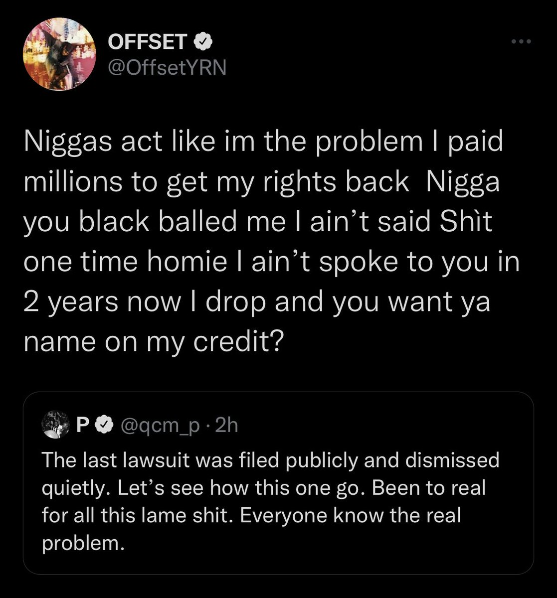 DailyRapFacts on Twitter "Offset has filled a lawsuit against Quality