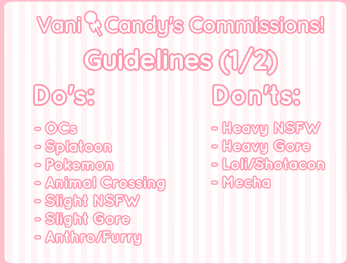 VaniCandy_'s tweet photo. Hey everyone! i've decided, i'm opening these up again for a little while! DM me if you are at all interested, and i appreciate it in advance! be sure to read the guidelines in full before you order. https://t.co/9zbckOFdNG