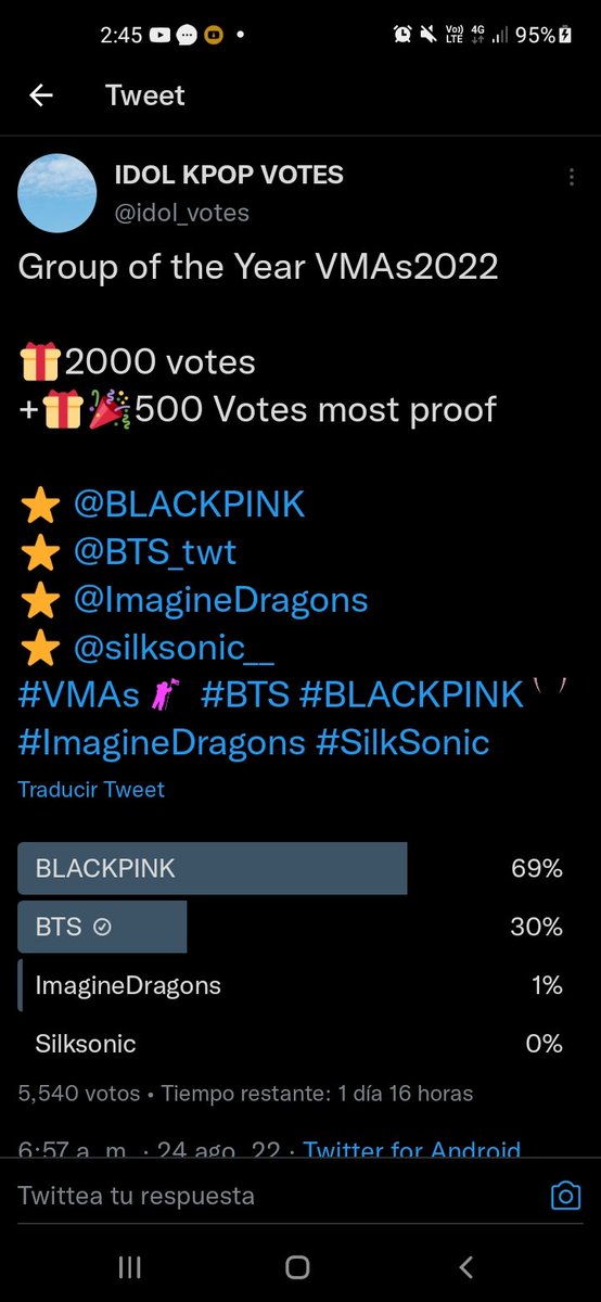 inuma_jacinto's tweet photo. @idol_votes @BLACKPINK @BTS_twt @Imaginedragons @silksonic__ https://t.co/9xtQXQwBJH