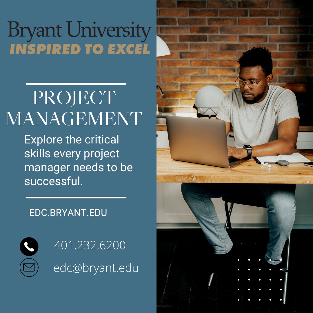 Looking to put a credential behind your experience or learn about #ProjectManagement? Our programs provide you all the flexibility you need. Learn more at edc.bryant.edu/programs/proje…  #bryantuniversity #continuingeducation #certificateprogram