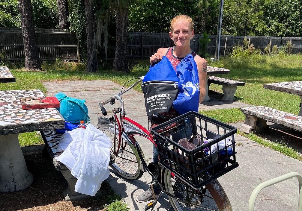 Under our Food Brings Hope program, the Pierson Pantry continues its efforts of feeding the hungry! Here we have Mamie Oatis from Second Harvest. With the number of bicycle riders increasing at the pantry, ready to-go backpacks filled with food are provided #fbhcommunity #pierson