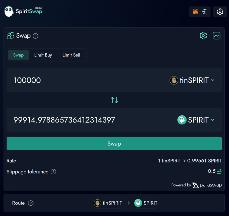 TarotFinance's tweet photo. 🚨 tinSPIRIT Update

SPIRIT-tinSPIRIT peg >99.9% on @Spirit_Swap V2: ✅

Over 56% single staking APR with xtinSPIRIT: 🔥

Spirit V2 Pools on Tarot: ⌛️(Coming Soon)

$TAROT $SPIRIT https://t.co/cuLyxoUJ2J