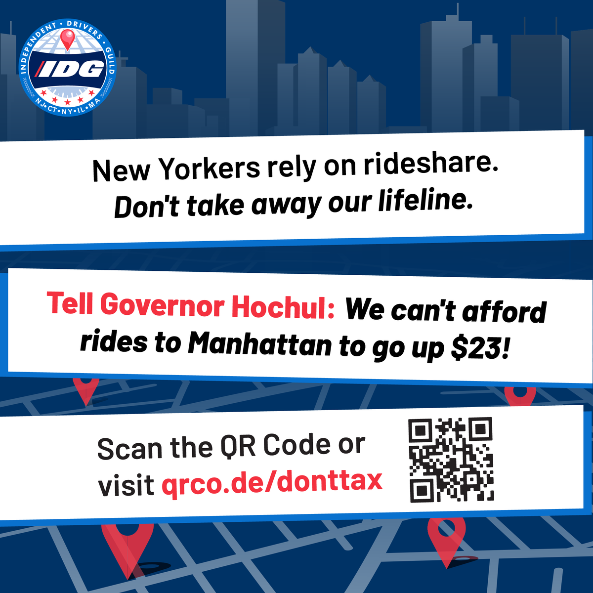 URGENT ACTION REQUIRED: New York is considering another tax on Uber &amp; Lyft drivers that could put you out of work. Don’t let this happen! Sign and share our petition now ➡️ actionnetwork.org/petitions/toll…