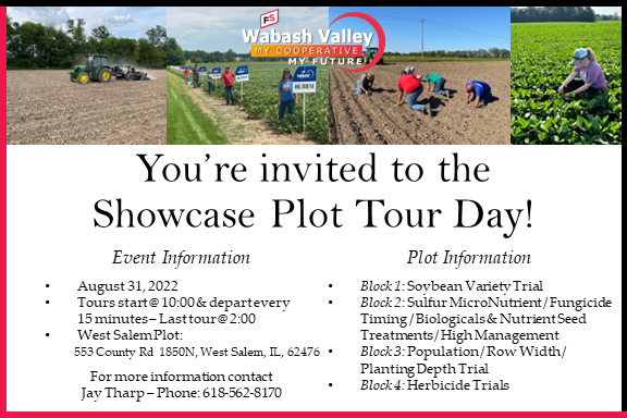 WabashValleyFS's tweet photo. Wabash Valley Service Company would like to invite you to our Showcase Plot Tour that is scheduled for a week from today! Stop by to take a quick tour of the plot and enjoy lunch!
 
Be sure to RSVP using the QR code provided or the following link: https://t.co/yjdNufu3GC https://t.co/PIa8oP8W4w