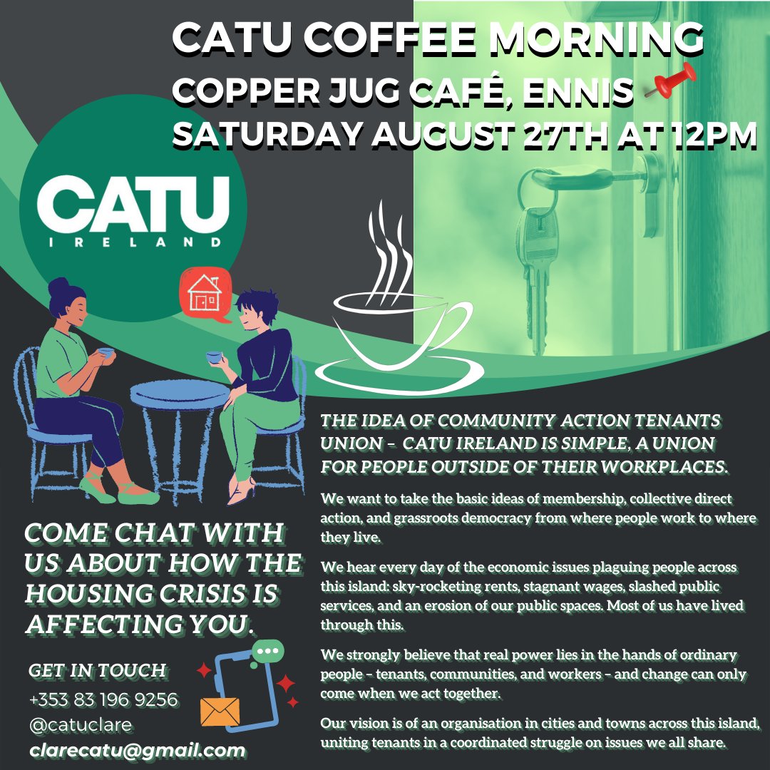 𝐓𝐡𝐢𝐬 𝐒𝐚𝐭𝐮𝐫𝐝𝐚𝐲, 𝐨𝐧 𝐀𝐮𝐠𝐮𝐬𝐭 𝟐𝟕𝐭𝐡 @𝟏𝟐𝐏𝐌, 𝐭𝐡𝐞 𝐧𝐞𝐰𝐥𝐲 𝐞𝐬𝐭𝐚𝐛𝐥𝐢𝐬𝐡𝐞𝐝 𝐂𝐥𝐚𝐫𝐞 𝐛𝐫𝐚𝐧𝐜𝐡 𝐨𝐟 𝐂𝐀𝐓𝐔 𝐰𝐢𝐥𝐥 𝐛𝐞 𝐡𝐨𝐬𝐭𝐢𝐧𝐠 𝐚 𝐜𝐨𝐟𝐟𝐞𝐞 𝐦𝐨𝐫𝐧𝐢𝐧𝐠 𝐚𝐭 𝐓𝐡𝐞 𝐂𝐨𝐩𝐩𝐞𝐫 𝐉𝐮𝐠 𝐂𝐚𝐟𝐞, 𝐄𝐧𝐧𝐢𝐬.