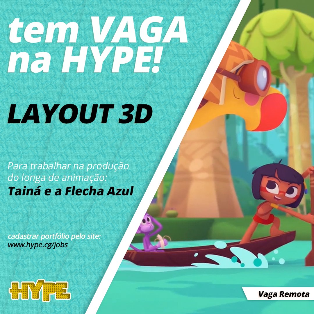hype_cg's tweet photo. Que tal trabalhar na produção do longa da linda Tainá e a Flecha Azul aqui na Hype? Se você trabalha com Layout 3D agora é a sua chance! Acesse https://t.co/ByPx5Nhf0k pois queremos conhecer você! #vemquevem #vaga #layout3d https://t.co/KxlNHGB7Gc