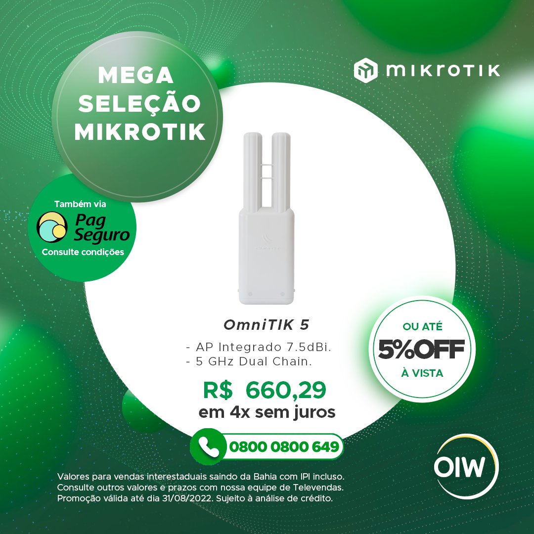 oiwtelecom's tweet photo. 📞 Alô, provedor!

Soluções de rede MikroTik, essenciais para qualquer projeto e com as mais vantajosas condições, só na OIW! 🧠

👉 Contate já o nosso time de televendas e receba as melhores oportunidades de negócio! 🚀

#oiw #telecom #televendas #tecnologia #mikrotik #somosoiw https://t.co/k3ecDUokRK