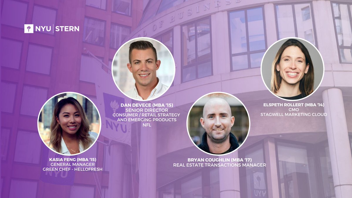 NYUStern's tweet photo. #NYUStern alumni go on to do all sorts of amazing things! New two-year Full-time MBAs hear from four of them today as #SternLAUNCH continues. https://t.co/HwtoLxtcSg