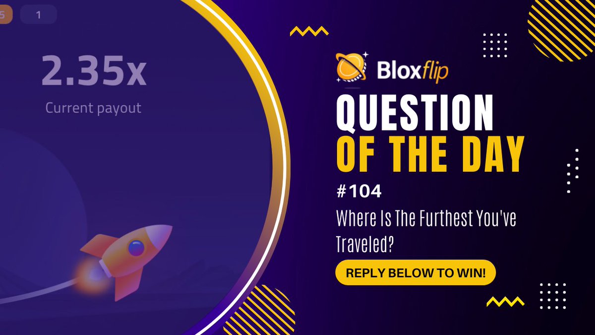 ❓ Question of the day ❓ #qotd

Where is the furthest you’ve traveled? 

Reply below for a chance to win our weekly 5,000 #robux #giveaway!
Follow us to win!
#bloxflip #roblox 👇
