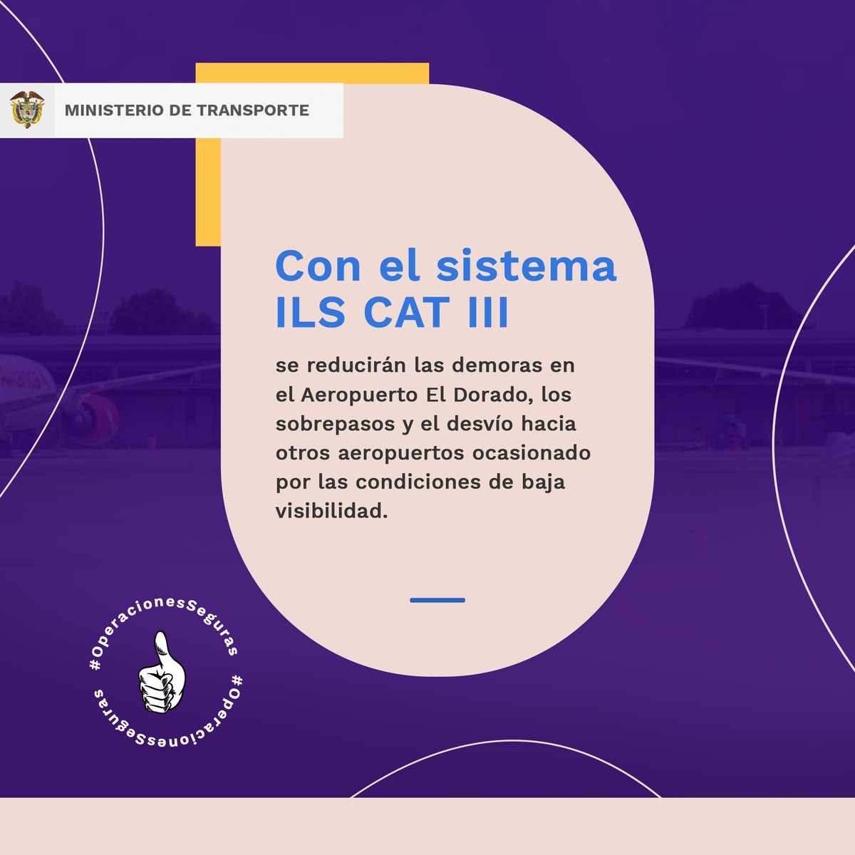 AerocivilCol's tweet photo. Las demoras generadas por mal tiempo en la ciudad cuando se presentan condiciones meteorológicas adversas como niebla densa, se verán reducidas gracias a la certificación del sistema ILS CAT III del @BOG_ELDORADO. #OperacionesSeguras https://t.co/15whCdzwi5