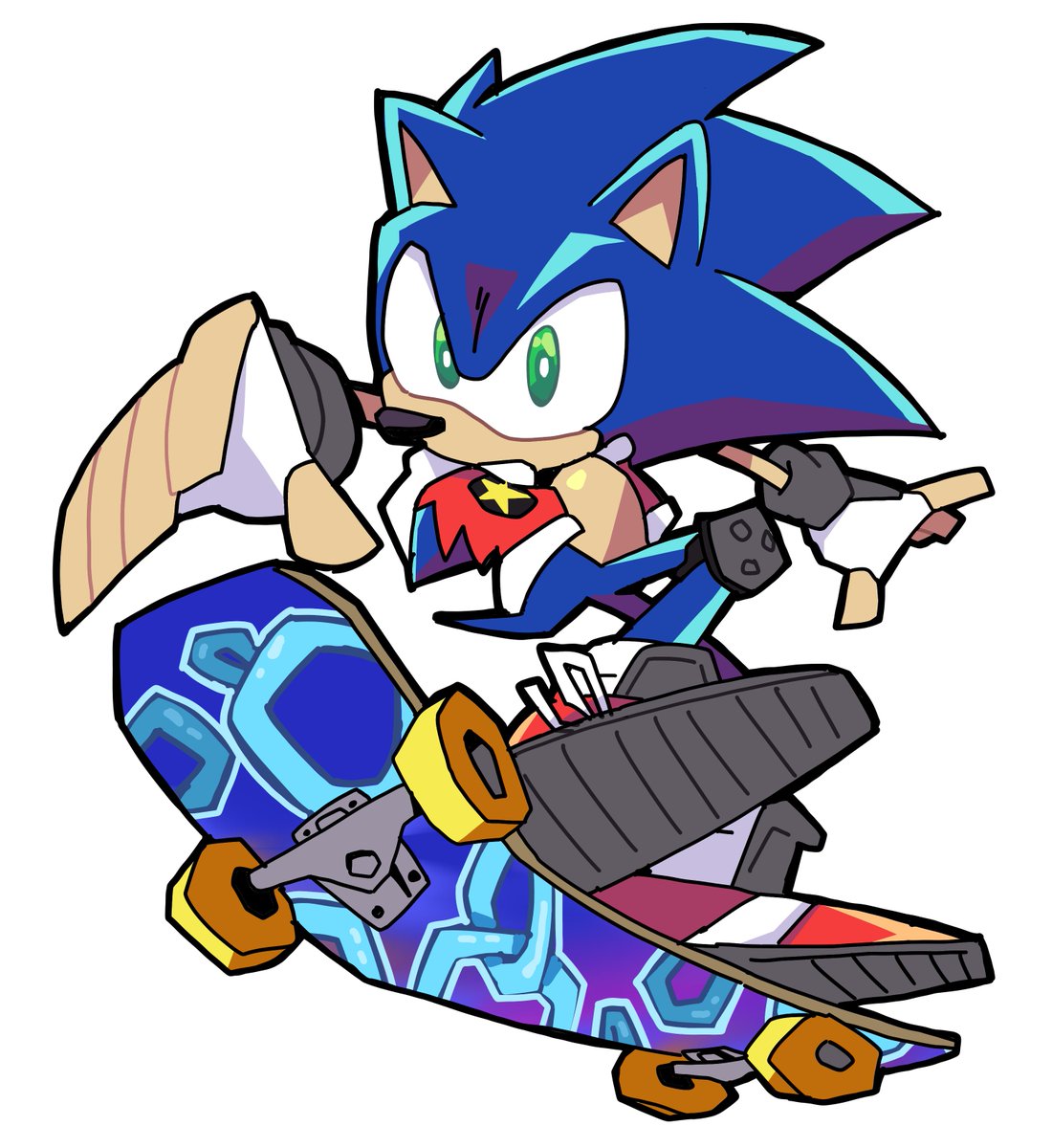 sonic the hedgehog 1boy male focus green eyes solo gloves furry male white gloves  illustration images