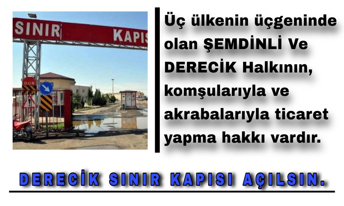 #DerecikSınırKapısıAçılsın