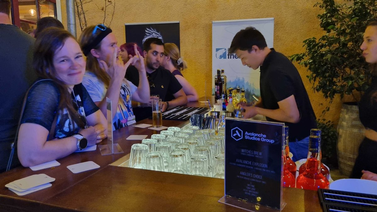 RavenboundGame's tweet photo. They work hard, they play hard! The @AvalancheSweden team are celebrating an amazing kickoff to #gamescom2022 with their very own Nordic Party! https://t.co/C3wiZPYH1a