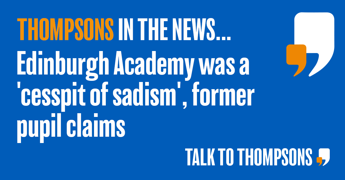TalkToThompsons's tweet photo. Thompsons client Kenneth, recounts the abuse he faced at the Edinburgh Academy as "hell on earth" where he and other pupils would be beaten with a large wooden bat and a host of other items.  

Discover the severity of abuse in this article: https://t.co/8l2Rz8gw2e

@LauraCConnor https://t.co/3hJGE3HoXe