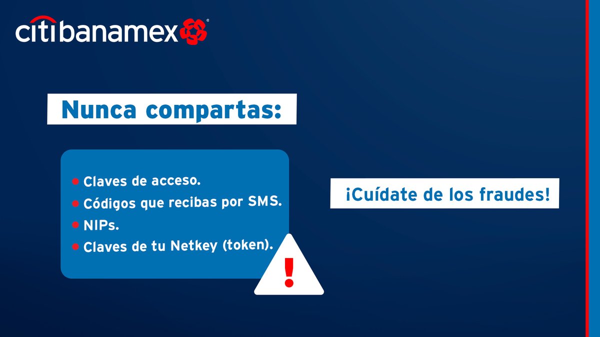 banamex's tweet photo. ¡A todos nos puede pasar! Una llamada de tu banco podría no serlo. Mantente alerta y no compartas tus datos personales. https://t.co/hmJUqjNQ8c
