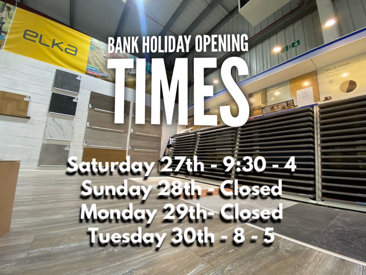 Bank holiday opening times 
#sheffield #flooring #sfs #deals #sale