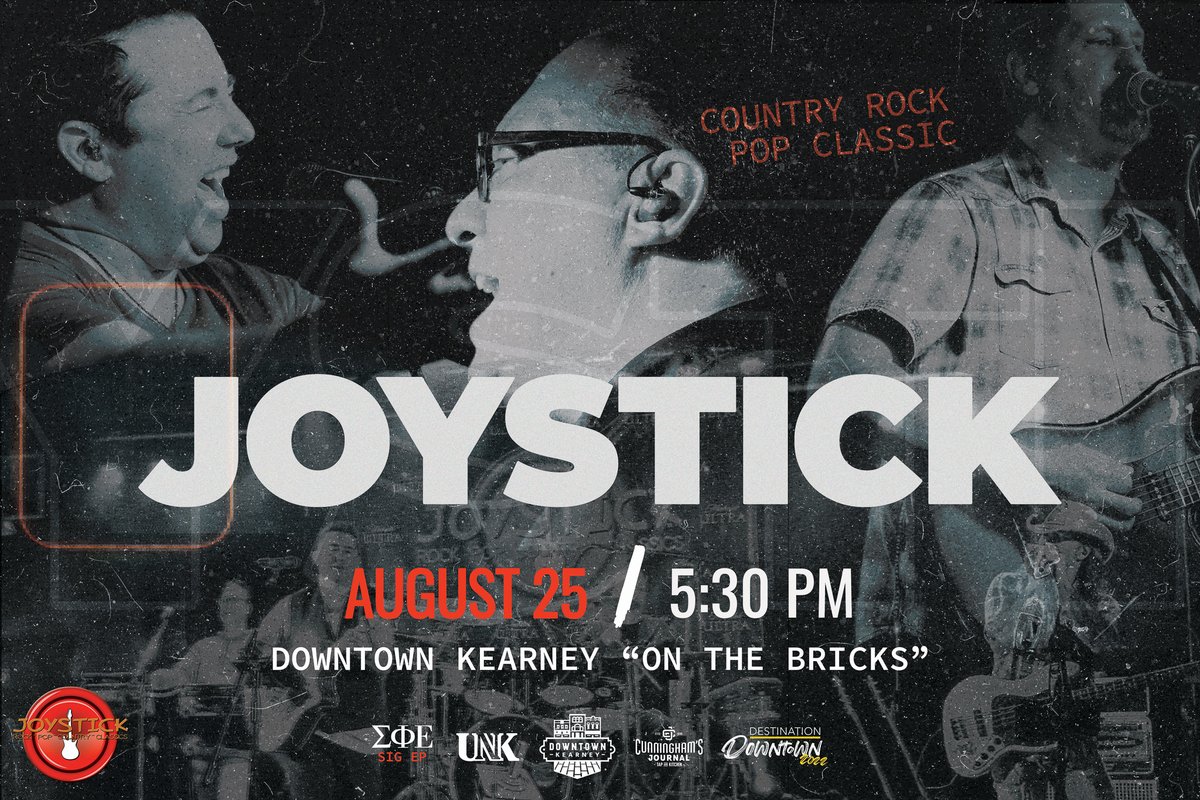 University of Nebraska at Kearney (@unkearney) on Twitter photo Come hear Joystick perform live tomorrow 8/25 beginning at 5:50pm at Destination Downtown in Downtown Kearney on the Bricks. #BeBlueGoldBold
<a href="/UNK_Students/">Student Engagement</a>
<a href="/cunninghamspub/">Cunninghams Journal</a> Come hear Joystick perform live tomorrow 8/25 beginning at 5:50pm at Destination Downtown in Downtown Kearney on the Bricks. #BeBlueGoldBold
<a href="/UNK_Students/">Student Engagement</a>
<a href="/cunninghamspub/">Cunninghams Journal</a>