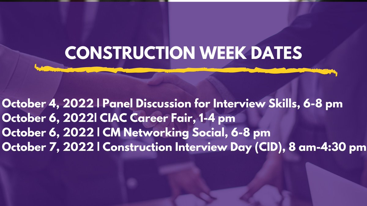 LSUCM's tweet photo. Mark your calendar for these important dates. You do not want to miss this recruitment opportunity. #GeauxBuild https://t.co/JlEBjEqNxs