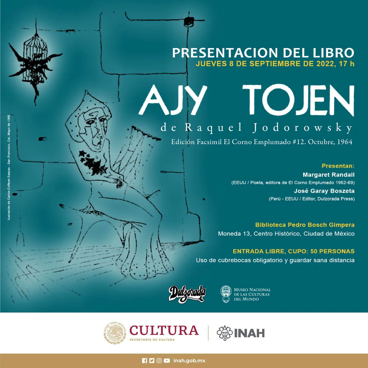 dulzorada's tweet photo. 🇲🇽🔥TOUR UPDATE: 2 FECHAS EN MEXICO🔥🇲🇽
⚡Presentacion del Libro⚡
Ajy Tojen de Raquel Jodorowsky
(Facsimile edition El Corno Emplumado #12. Mexico, Oct. 1964) https://t.co/9WGAej8emE