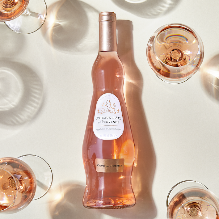 Coteaux D’Aix En Provence Rosé from Tesco expresses the summer colours of Provence, which are carried through to the rose gold detailing on the label. This region of France is known for its corset or hourglass shaped bottle. 

#BeyondTheLabelDesign #design #wine