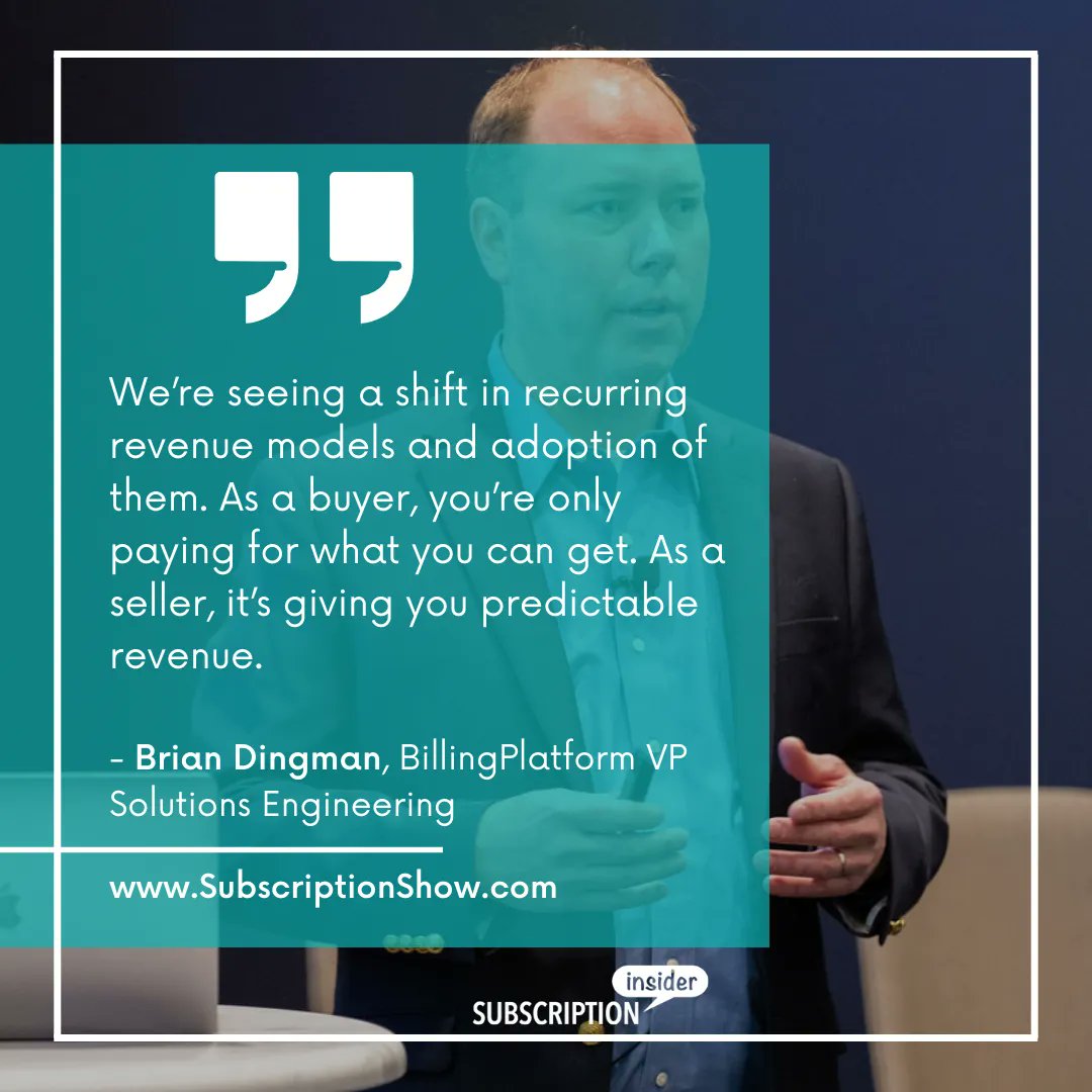 KGSexton's tweet photo. If you're not taking advantage of recurring revenue in your business operations, what's stopping you? #SubShow speaker Brian Dingman shares eight models you can tap into: https://t.co/Xp48PiNVmR

Join us at #SubscriptionShow22! Early Bird tickets here: https://t.co/g9VNYJt72H https://t.co/ujE4qPc71G