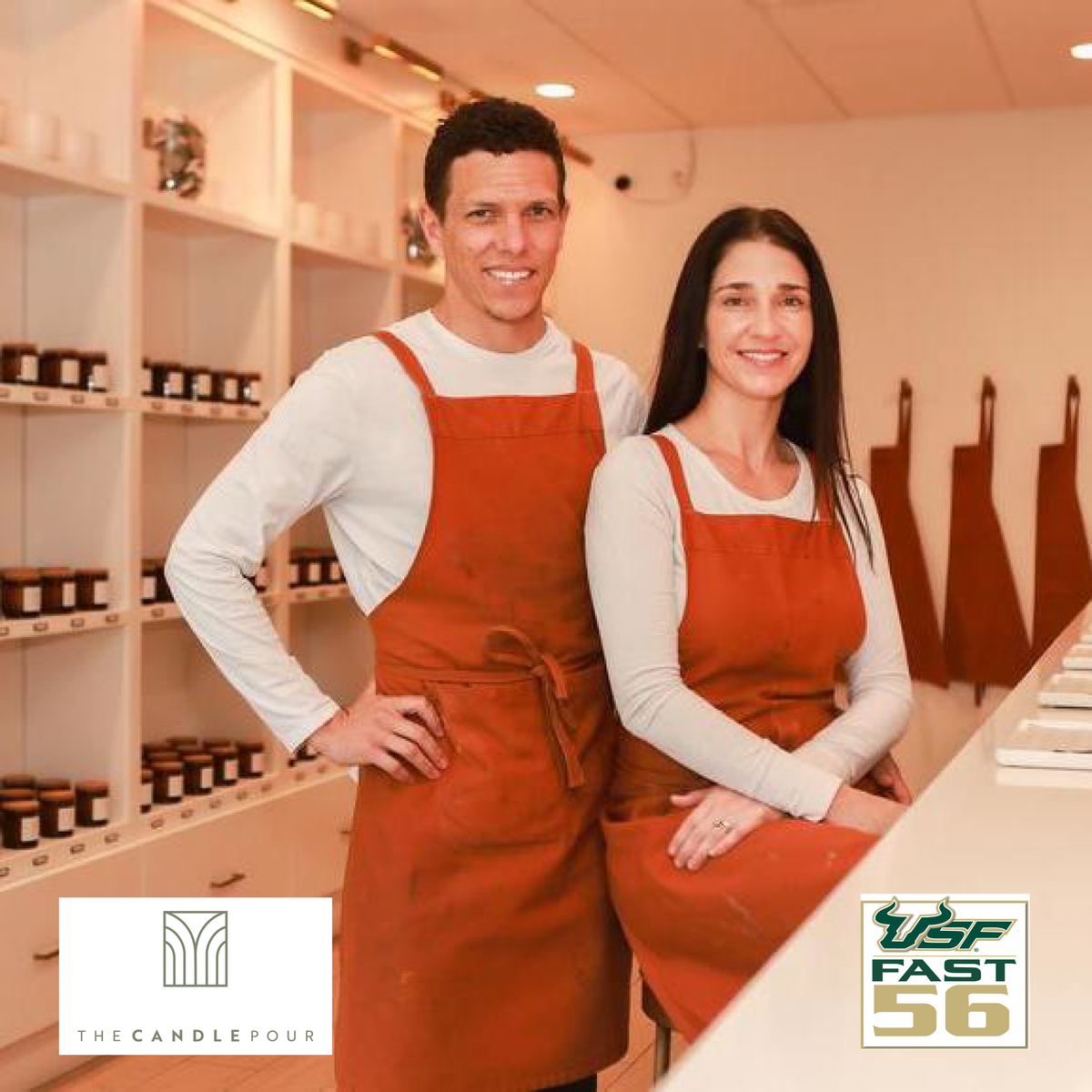 USFalumniAssn's tweet photo. Congrats to @TheCandlePour a custom candle-making experience, and its #Bull leaders on being named a 2022 #USFFast56 Award recipient. 
Join us Sept. 9 to celebrate the world's fastest growing Bull-led businesses at the #USFFast56Awards. 👉 https://t.co/RtAXgWcNdC #Fast56Countdown https://t.co/4kjS9TMwKX