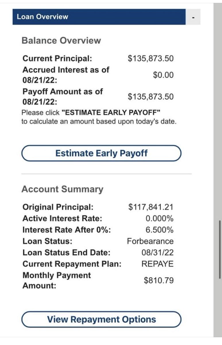 MorganLamandre's tweet image. What would probably be most helpful to borrowers is if we could just pay back what we borrowed. I’ve paid about $80,000 over the last 10 years. I originally borrowed $117,841.21 for undergrad and law school, but now I owe more than what I borrowed. #studentloanforgiveness