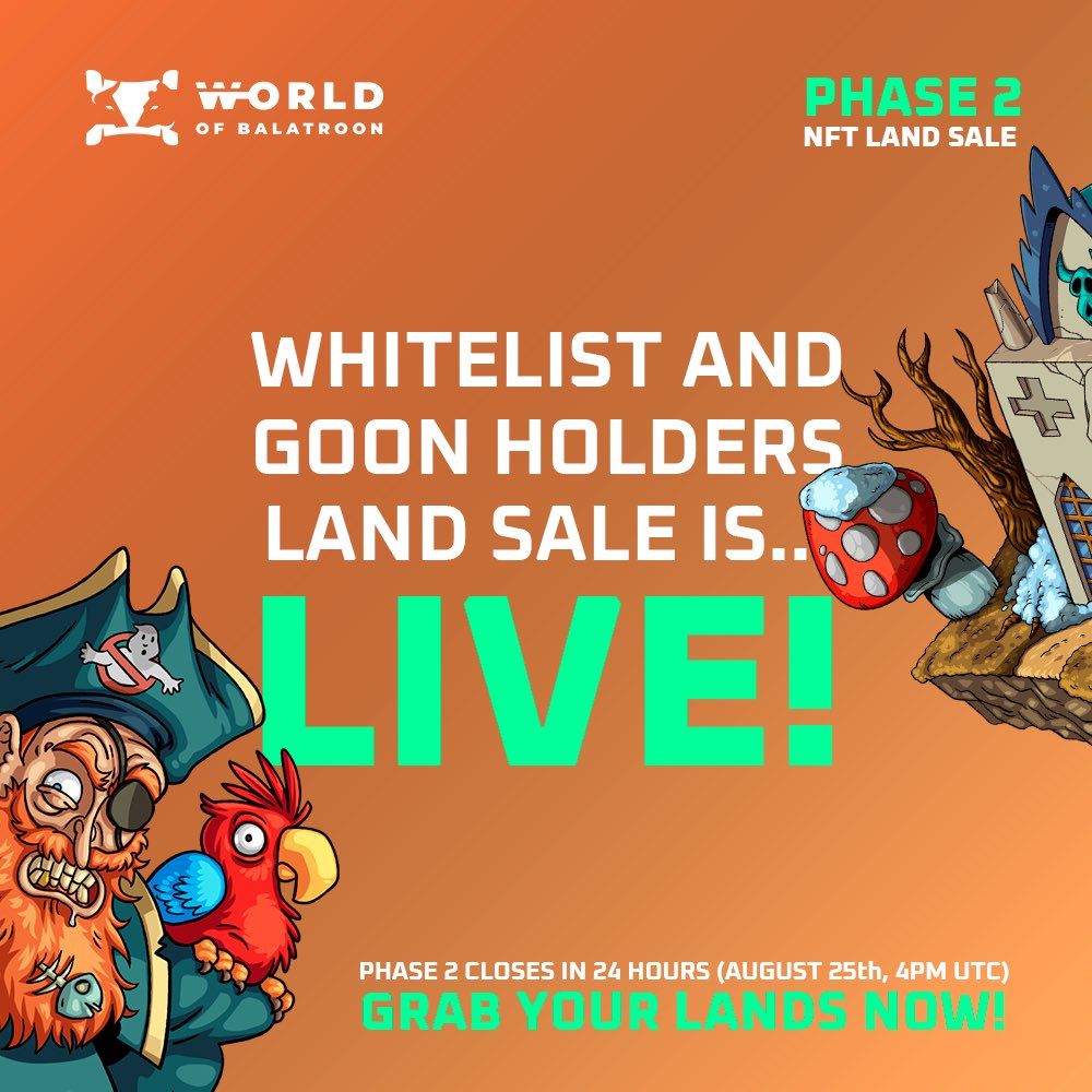 BalatroonGames's tweet photo. I summon you #WhiteList and Goon Holders👁️
Your time to mint land is NOW!

Go! No time to waste!

A World of 96 different creatures across 12 terrains and 24 unique landmarks awaits👁️

Wait. You’re still here? Be gone...
https://t.co/0rc9FzQHLz

- The Wizard

#NFTs #MintingNow https://t.co/1P1Eu4tyPy