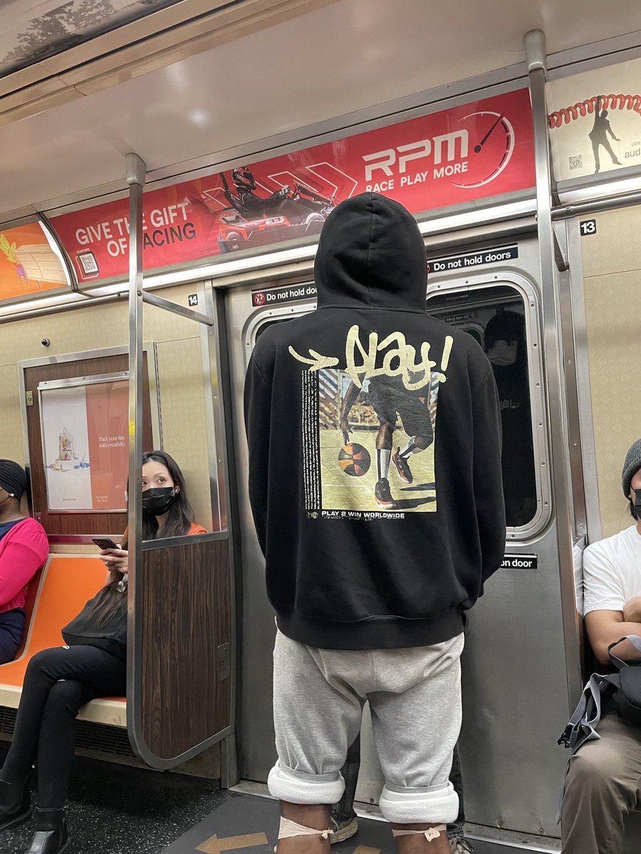 yarnarchitect's tweet photo. @NYCTSubway @MTA 
This guy spit on me then harassed everyone on the train. He got out at Union Square uptown Q track at 12:05pm. Wearing a white mask. Couldn’t get pic of his face https://t.co/HgQJKFyjAI