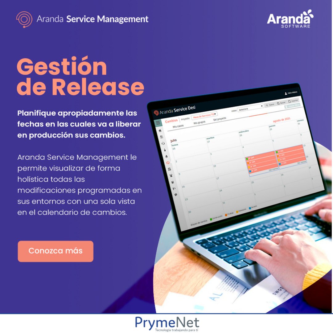 Prymenet's tweet photo. Incorpora prácticas avanzadas como Gestión de Release para asegurar que la implementación de una nueva #versión de #software no va a afectar a la marcha de tu #negocio.
PrymeNet ¡Más de 10 años creando experiencias!
#PrymeNet #PrymeNetTecnologiaTrabajandoPorTi #arandasoft https://t.co/MkadS5ZaJ5