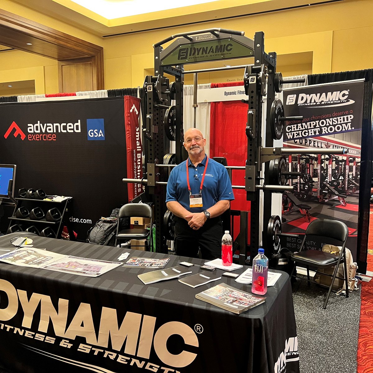 DynamicFandS's tweet photo. Our own Coach Yox representing at the 2022 NSCA Tactical Annual Training in San Antonio, TX. Stop by and see him, Coach Kenn and our partner, Advanced Exercise!
@NSCA @AdvExercise
#nscatactical22 #MoreStrengthPerSQFT #DynamicTeamPride https://t.co/eFrP5l9VPF