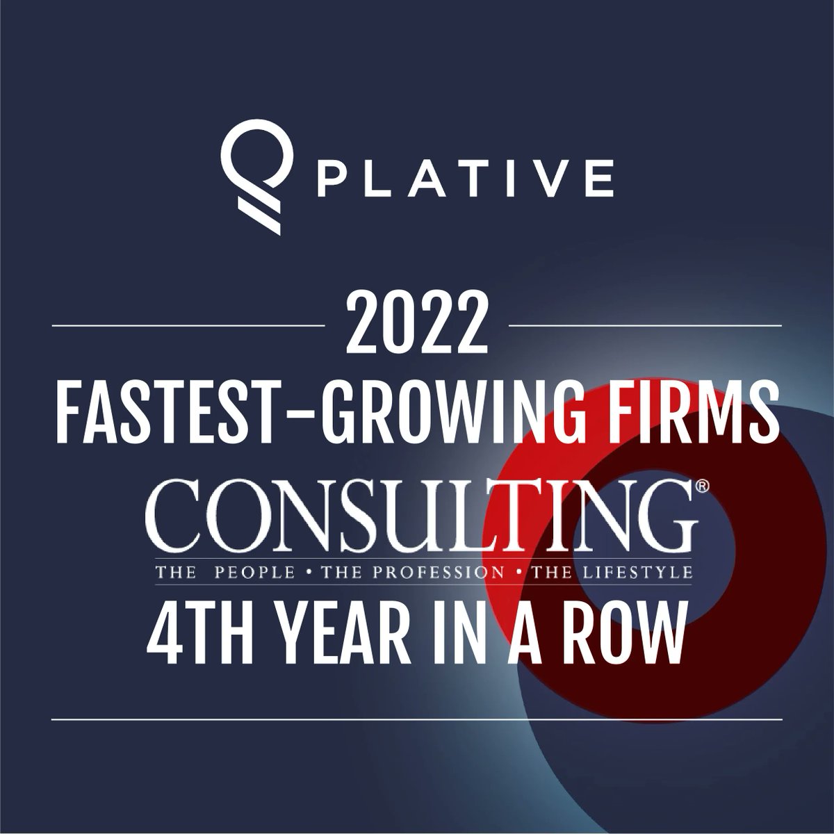 PlativeInc's tweet photo. Plative has been named one of the fastest-growing firms by @Consulting_Mag for the 4th year in a row! The trust from our clients and dedication from our team is what makes this possible 👏 

#consulting #award #recognition #technology https://t.co/358Z4cwNsM